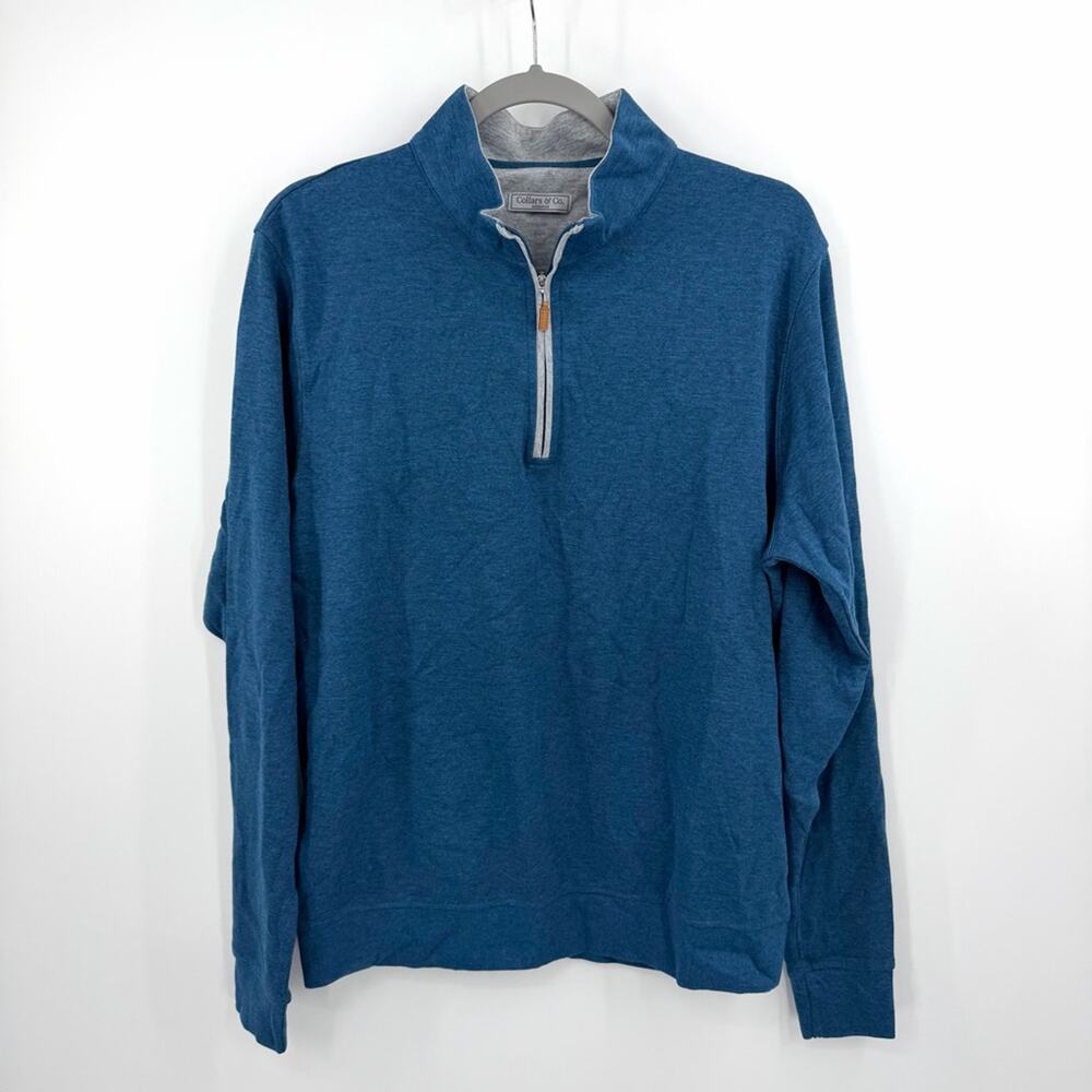 Collars & Co Indigo Heather Cloud Cotton Quarter Zip Pullover Size M NWOT